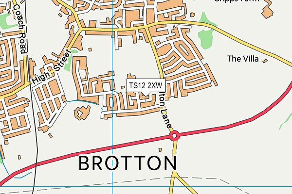 TS12 2XW map - OS VectorMap District (Ordnance Survey)