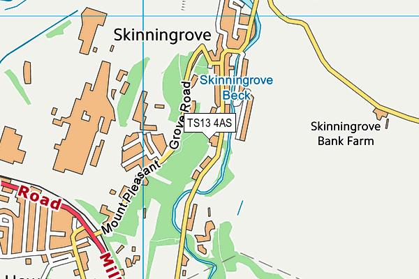 TS13 4AS map - OS VectorMap District (Ordnance Survey)