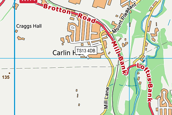 TS13 4DB map - OS VectorMap District (Ordnance Survey)