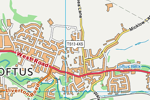TS13 4XS map - OS VectorMap District (Ordnance Survey)