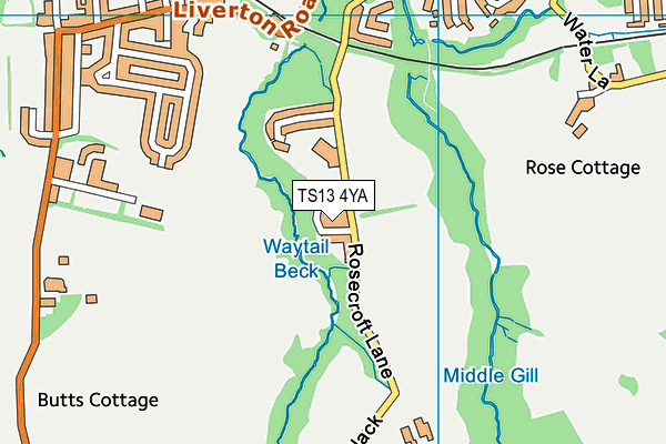 TS13 4YA map - OS VectorMap District (Ordnance Survey)