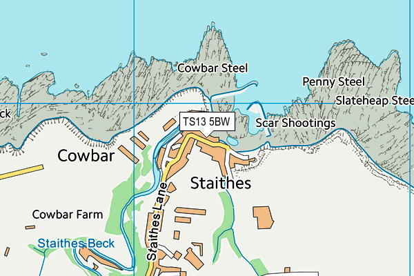 TS13 5BW map - OS VectorMap District (Ordnance Survey)