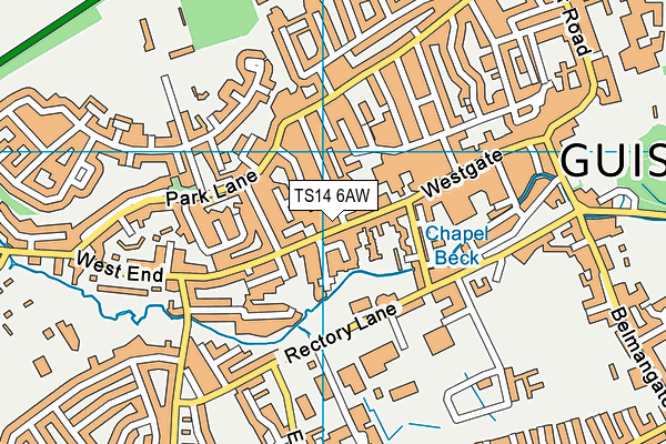 TS14 6AW map - OS VectorMap District (Ordnance Survey)