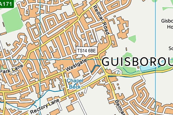 TS14 6BE map - OS VectorMap District (Ordnance Survey)