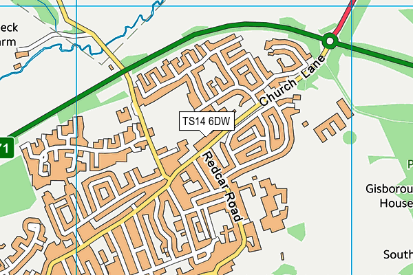 TS14 6DW map - OS VectorMap District (Ordnance Survey)