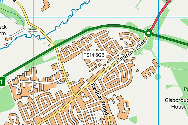 TS14 6GB map - OS VectorMap District (Ordnance Survey)