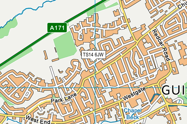 TS14 6JW map - OS VectorMap District (Ordnance Survey)