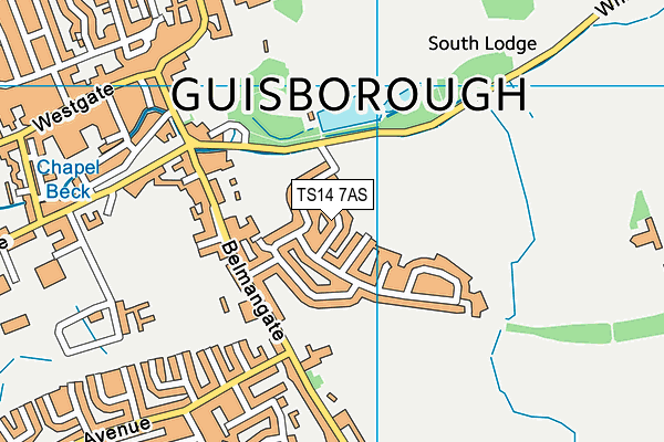 TS14 7AS map - OS VectorMap District (Ordnance Survey)