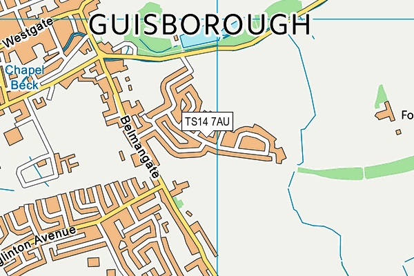 TS14 7AU map - OS VectorMap District (Ordnance Survey)