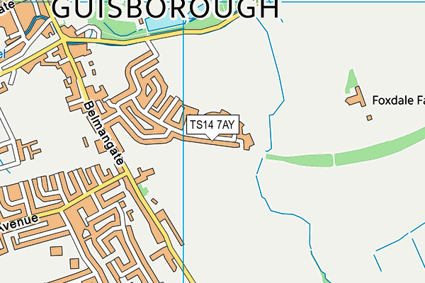 TS14 7AY map - OS VectorMap District (Ordnance Survey)