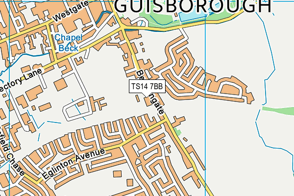 Guisborough Rufc map (TS14 7BB) - OS VectorMap District (Ordnance Survey)