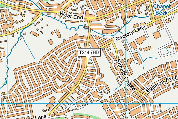 TS14 7HD map - OS VectorMap District (Ordnance Survey)