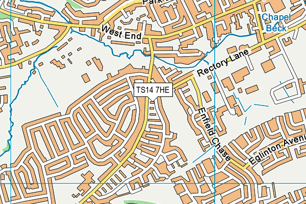 TS14 7HE map - OS VectorMap District (Ordnance Survey)