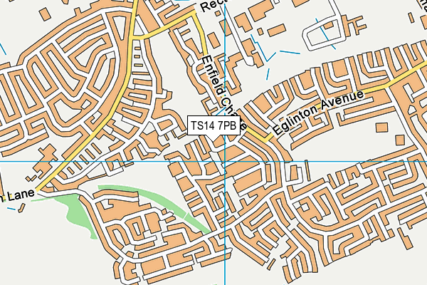 TS14 7PB map - OS VectorMap District (Ordnance Survey)