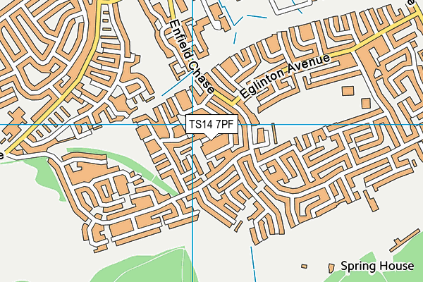 TS14 7PF map - OS VectorMap District (Ordnance Survey)