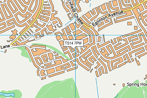 TS14 7PW map - OS VectorMap District (Ordnance Survey)