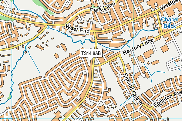 TS14 8AB map - OS VectorMap District (Ordnance Survey)