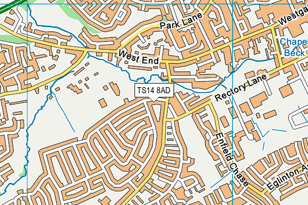 TS14 8AD map - OS VectorMap District (Ordnance Survey)