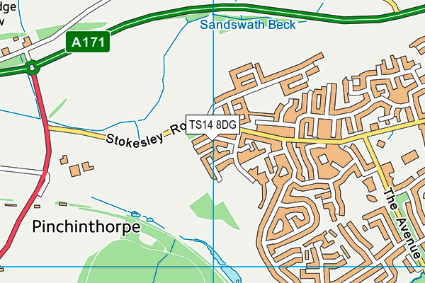 TS14 8DG map - OS VectorMap District (Ordnance Survey)