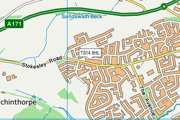 TS14 8HL map - OS VectorMap District (Ordnance Survey)