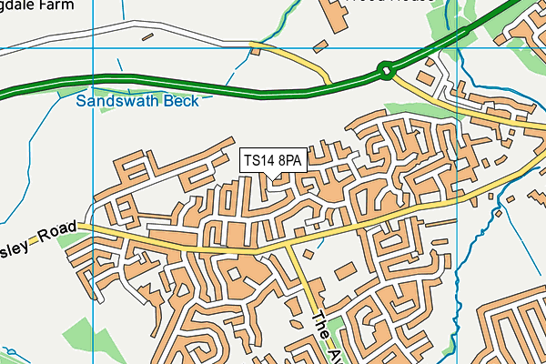 TS14 8PA map - OS VectorMap District (Ordnance Survey)