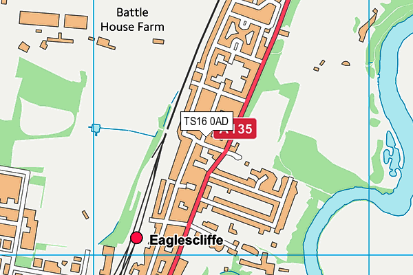 TS16 0AD map - OS VectorMap District (Ordnance Survey)