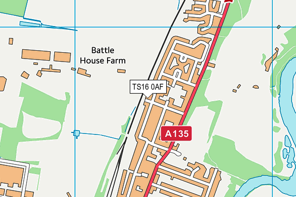 TS16 0AF map - OS VectorMap District (Ordnance Survey)