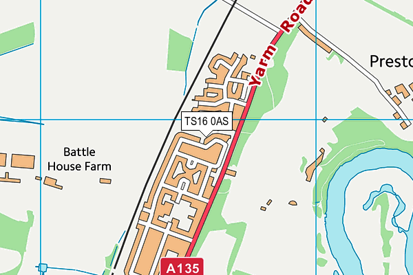 TS16 0AS map - OS VectorMap District (Ordnance Survey)