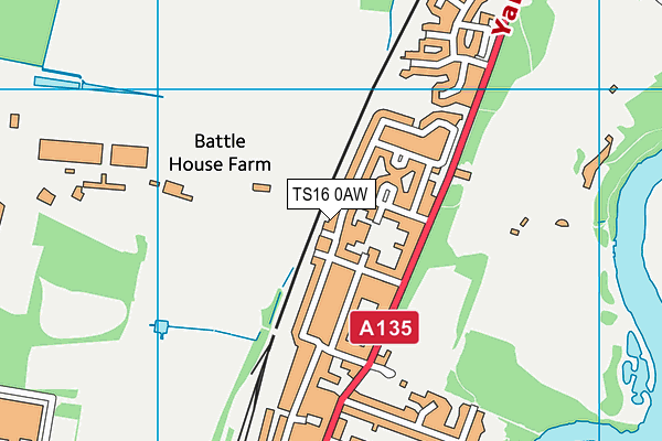 TS16 0AW map - OS VectorMap District (Ordnance Survey)