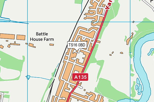 TS16 0BD map - OS VectorMap District (Ordnance Survey)