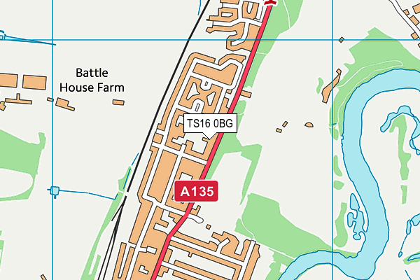 TS16 0BG map - OS VectorMap District (Ordnance Survey)