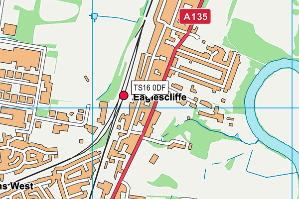 Eaglescliffe Village Hall map (TS16 0DF) - OS VectorMap District (Ordnance Survey)
