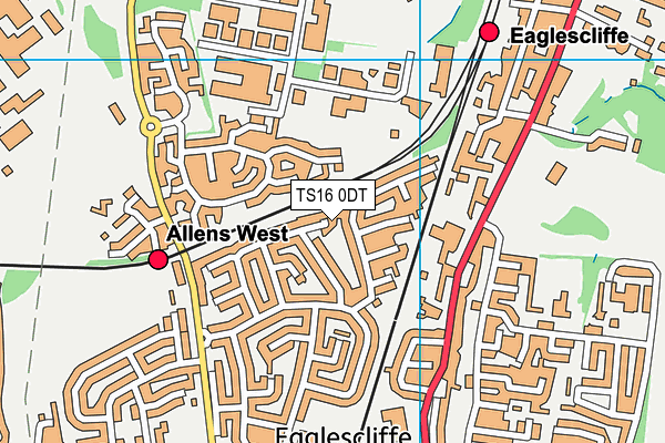 TS16 0DT map - OS VectorMap District (Ordnance Survey)