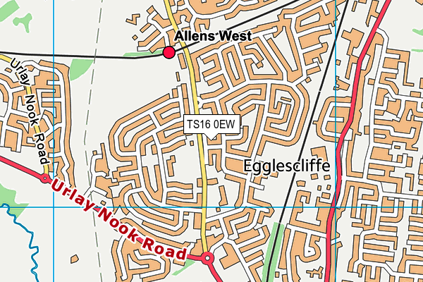 TS16 0EW map - OS VectorMap District (Ordnance Survey)