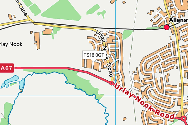 TS16 0GT map - OS VectorMap District (Ordnance Survey)