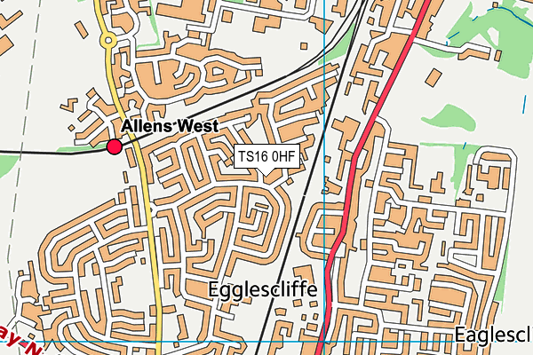 TS16 0HF map - OS VectorMap District (Ordnance Survey)