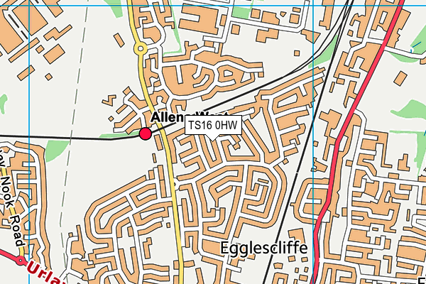 TS16 0HW map - OS VectorMap District (Ordnance Survey)