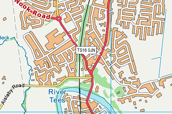 TS16 0JN map - OS VectorMap District (Ordnance Survey)