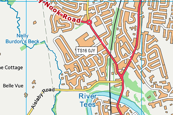 TS16 0JY map - OS VectorMap District (Ordnance Survey)