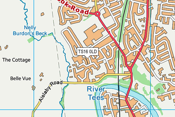 TS16 0LD map - OS VectorMap District (Ordnance Survey)