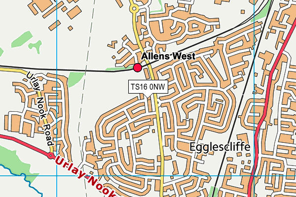 TS16 0NW map - OS VectorMap District (Ordnance Survey)