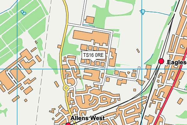 TS16 0RE map - OS VectorMap District (Ordnance Survey)