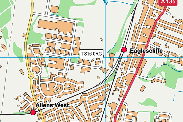TS16 0RG map - OS VectorMap District (Ordnance Survey)