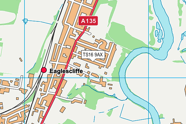 TS16 9AX map - OS VectorMap District (Ordnance Survey)