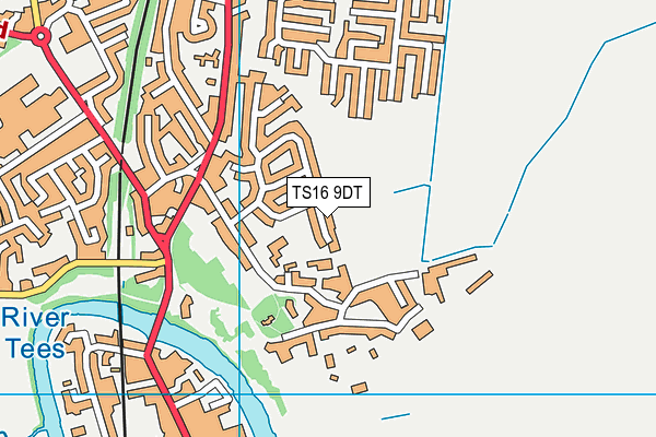 TS16 9DT map - OS VectorMap District (Ordnance Survey)
