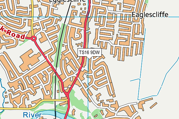 TS16 9DW map - OS VectorMap District (Ordnance Survey)