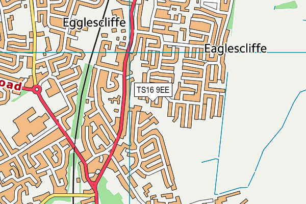 TS16 9EE map - OS VectorMap District (Ordnance Survey)