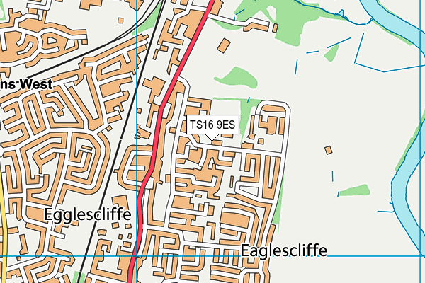 TS16 9ES map - OS VectorMap District (Ordnance Survey)