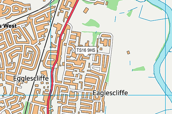 TS16 9HS map - OS VectorMap District (Ordnance Survey)