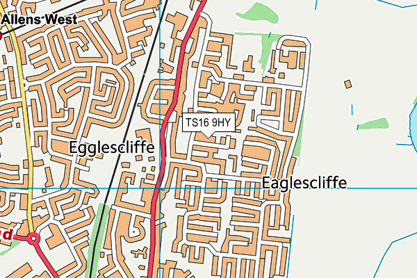 TS16 9HY map - OS VectorMap District (Ordnance Survey)